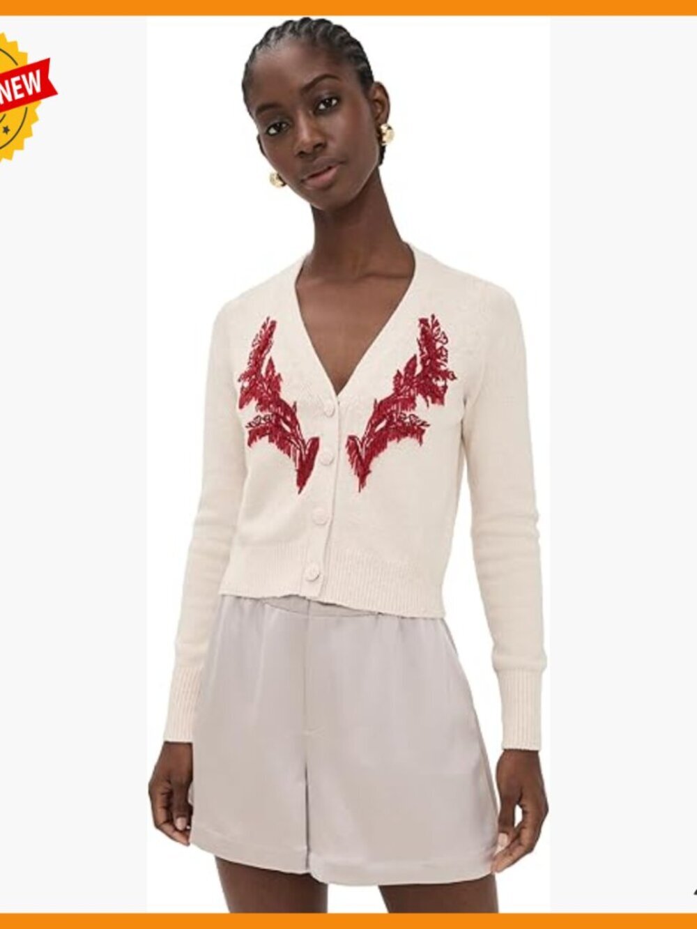 Embellished V-Neck Cardigan Long Sleeve Sweater Women's